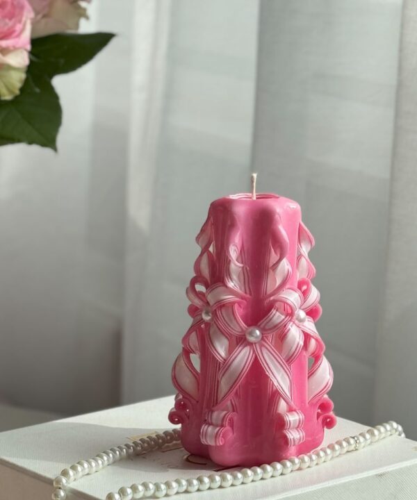 pink taper candles-Shaped Carved Candle”