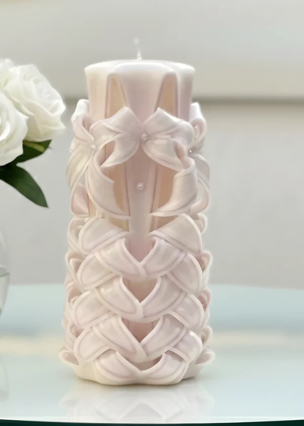 Oversized Candle in Pink and White – Classic Wedding Candle