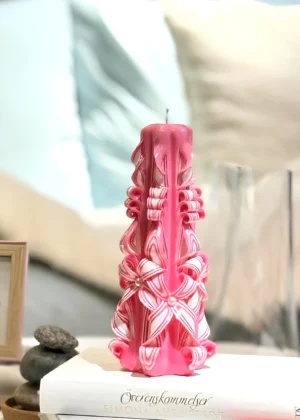 Unscented Pillar Candles - Hand-Carved Wedding Candle