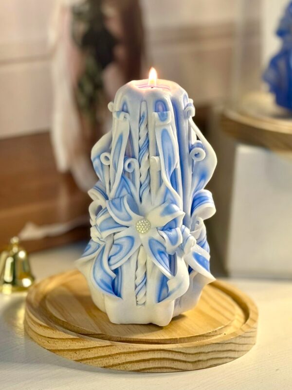 Decorative Carved Candles Blue