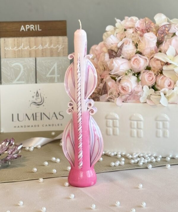 Pink Pillar Wedding Candle