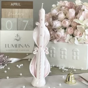 white carved candles