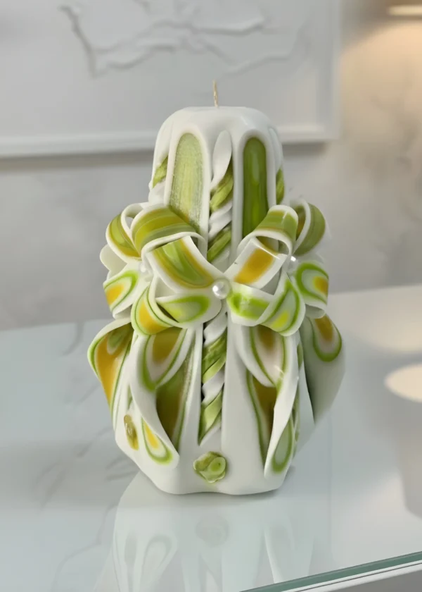 "Luxury Hand-Carved Candle Gift – Non-Scented Artisan Wax Sculpture in Premium Box"