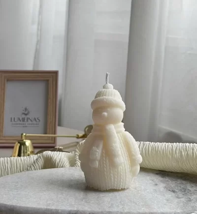 Handmade Snowman Candle- Soy Christmas Candle for Home Decor