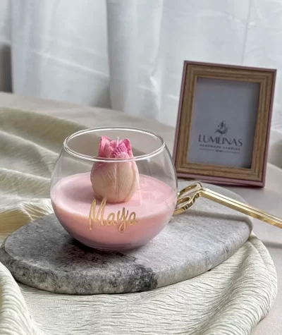 Tulip Candle in a Transparent Glass Cup