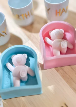 Custom Teddy Bear Candles – Baby Shower Gift