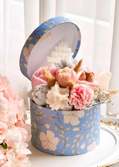 Birthday Gift Box with Scented Soy Wax Flowers