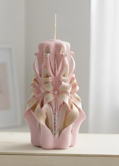 Hand-Carved Luxury Candle – Artisan Sculpture for Elegant Decor