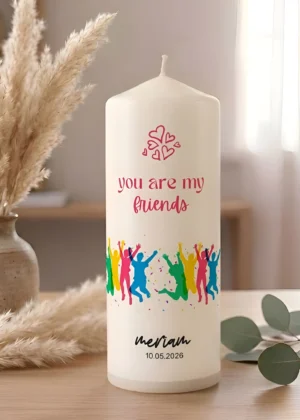 Personalized Friendship Pillar Candle – Unique Best Friend Gift