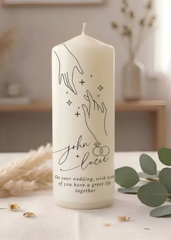 Personalized Wedding Candle with Couple Names | Elegant Wedding Gift for Newlyweds