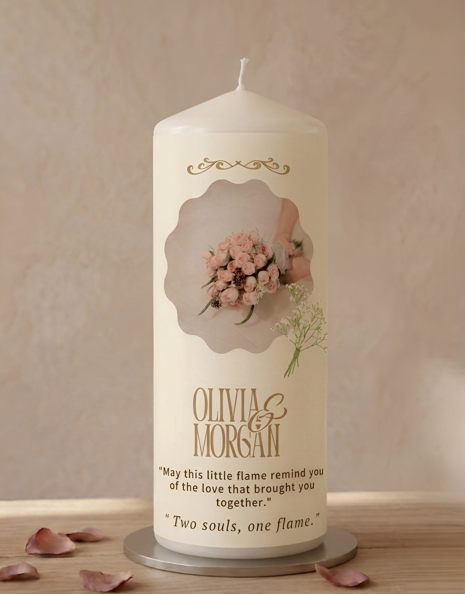 Personalized Wedding Unity Candle | Custom Names & Date | Bridal Gift | Wedding Decor