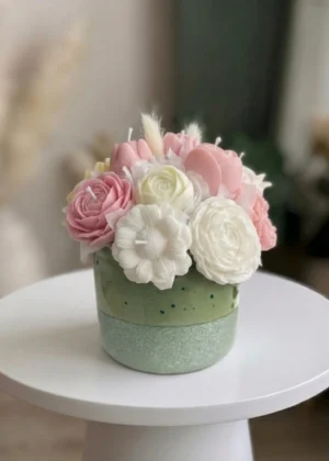 Handmade Soy Wax Tulip Candle Bouquet in Vase | Floral Candle Centerpiece |
