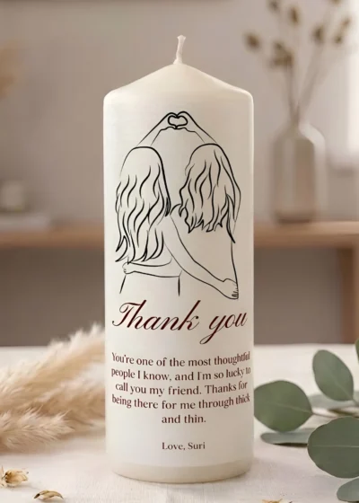 Best Friend Candle, Custom Name and Date Pillar Candle, Thank You Friendship Gif